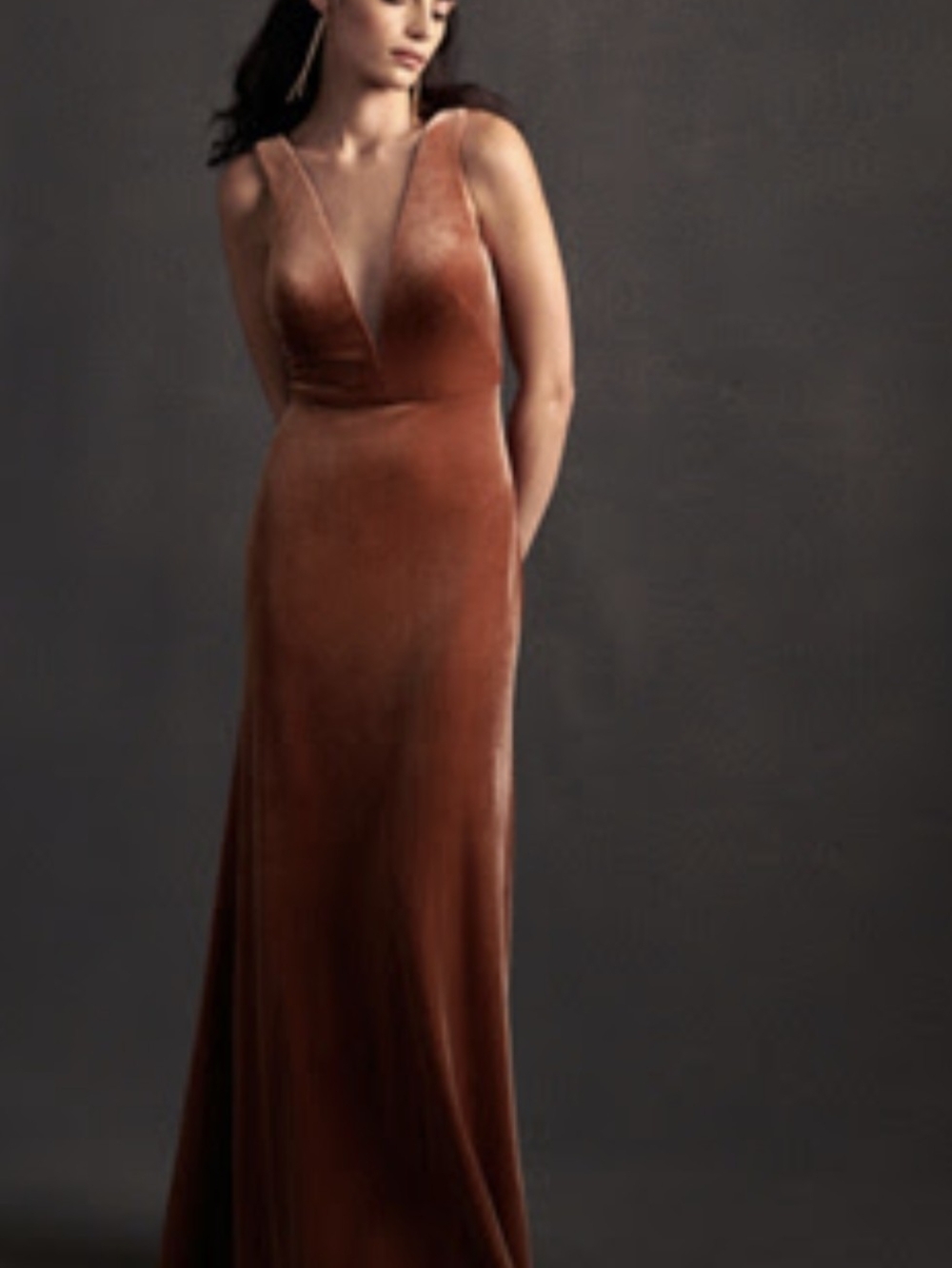 Jenny Yoo For Anthropologie Logan Deep-V Velvet Column Gown